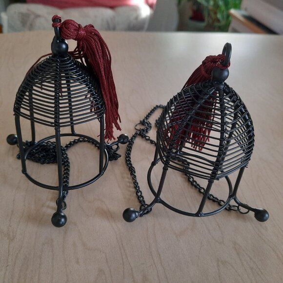 19th Century Ornate Tealight Hanging Lanterns - Wrought Iron, Set of 2 - Picture 9 of 12